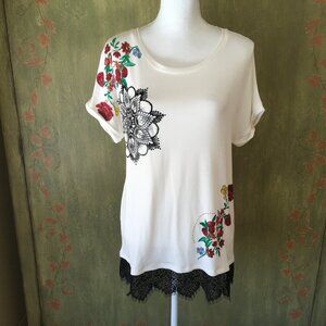 Desigual Lace Hem Tunic Top size M